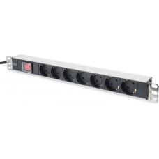 Digitus Power strip PDU 19 inches, 1U, 7 sockets, power: 16A, 4000W, aluminum, switch, 2m