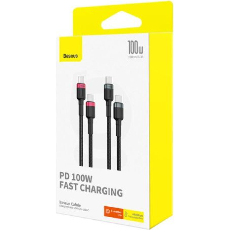 Baseus Type-C - Type-C cable Cafule Series Fast charge/data 100W (20V/5A), 2m, (2pcs) Black/ Red and Black/ Gray (P10318306003-00)