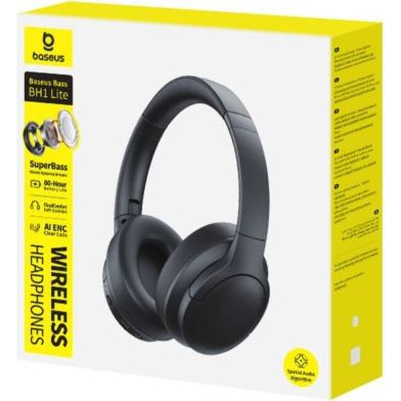 Baseus Earphone Bluetooth BH1 Lite Wireless Headphones, BT 6.0, Black (A0203C00)
