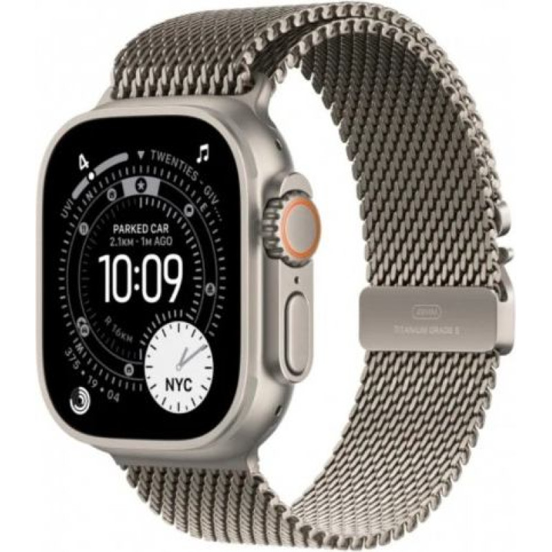 Apple Watch Ultra 3 GPS + Cellular 49mm Natural Titanium Case with Natural Titanium Milanese Loop - Medium