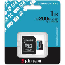 Kingston Technology 1TB microSDXC Canvas Go Plus Gen4 200MB/s A2 U3 V30 Card + Adapter