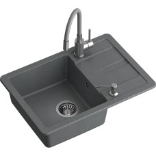 Quadron Кухонная мойка со смесителем и дозатором READY SMART, TQ6244RSSZ, серая.