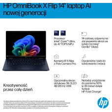 HP Laptop HP HP OmniBook X Flip -Ultra 7 258V | 14''-2K-OLED-Dotyk | 32GB | 1TB | W11H | Granatowy