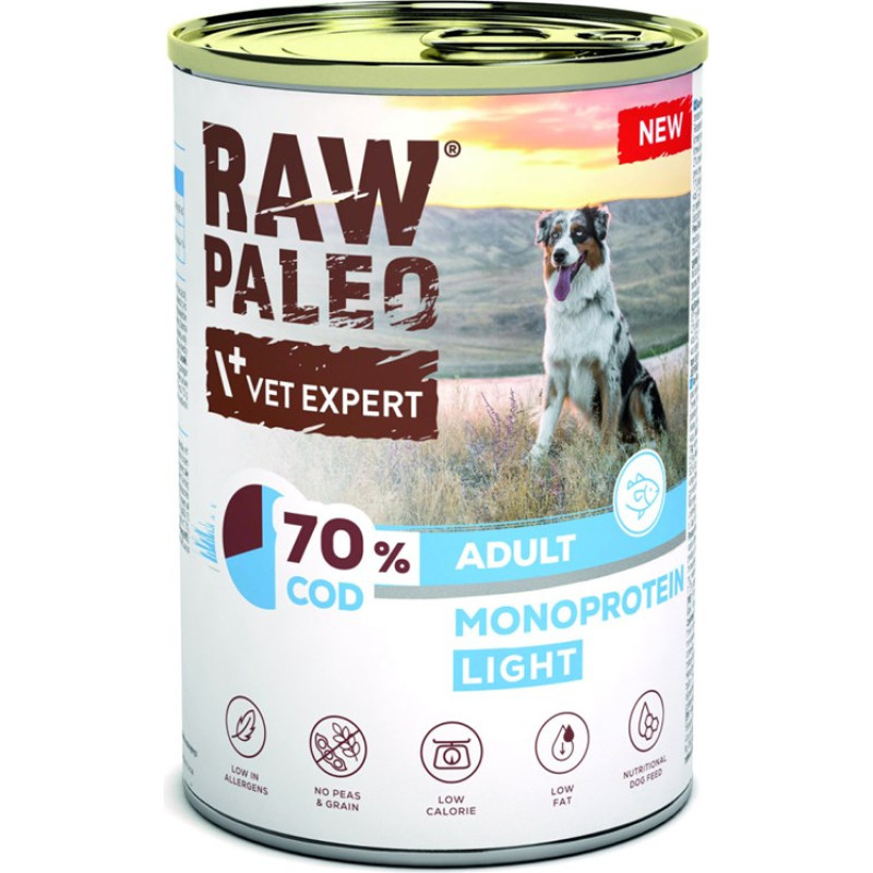 Vetexpert Raw Paleo Cod Light Monoprotein - wet dog food - 400g