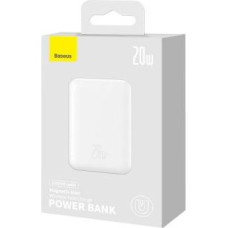 Baseus Power Bank Magnetic Mini Wireless Quick charging (With Xiaobai Type-C to Type-C 60W (20V/3A) MagSafe 15W / PD 20W, 10000 mAh, White (PPCX070002)