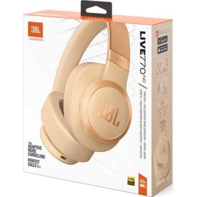 JBL LIVE 770NC Bluetooth Wireless On-Ear Headphones Sandstone EU - ONLY BOX DAMAGE