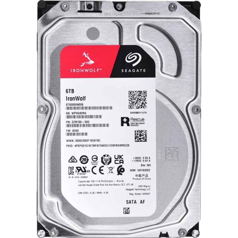 Seagate IronWolf internal hard drive 6 TB 256 MB 3.5" Serial ATA III (ST6000VN006)