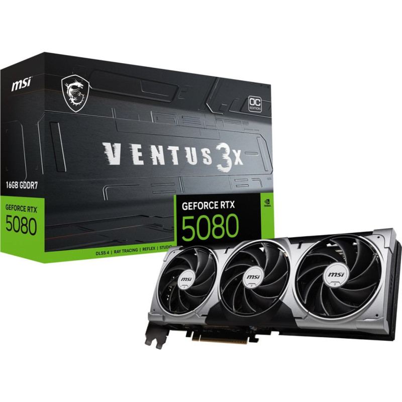 MSI VENTUS GeForce RTX5080 16G 3X OC NVIDIA GeForce RTX 5080 16 GB GDDR7