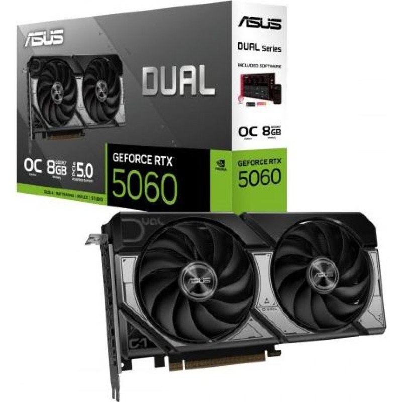 Asus Graphics card Dual GeForce RTX 5060 8GB GDDR7 OC 128BIT HDMI/3DP