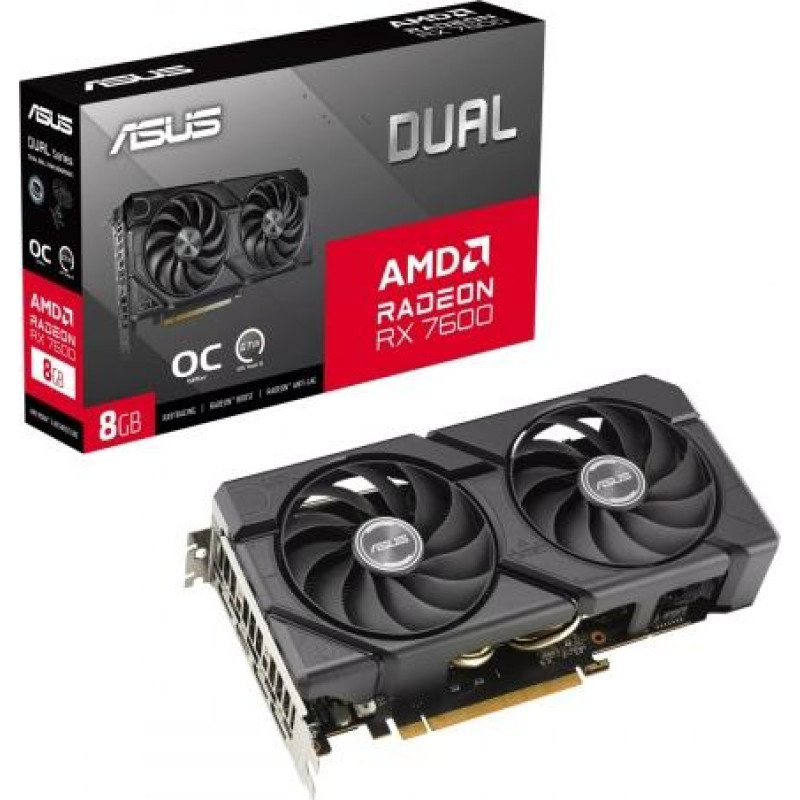 Asus Graphics card Dual Radeon RX 7600 EVO OC Edition 8GB GDDR6