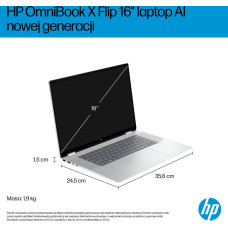HP Laptop HP OmniBook X Flip 2-in-1 NG AI 16-as0003nw - Ultra 7 258V | 16''-3K-OLED-Touch | 32GB | 1TB | Win11Home | Glacier Silver