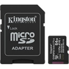 Kingston Karta pamięci microSD 64GB Canvas Select+ G3 100MB/s Adapter