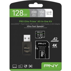 PNY Memory card microSDXC Elite Prime 128GB + adapter SD + USB-A card reader