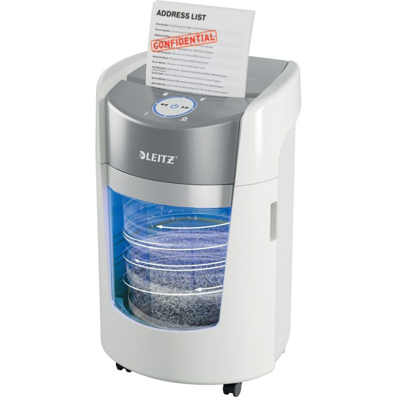 Leitz IQ OptiMax Small Office 350 Micro Cut Paper Shredder Security P5 22L - White