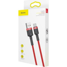 Baseus Type-C Cafule Cable 3A, 0.5m, Red + Red (CATKLF-A09)