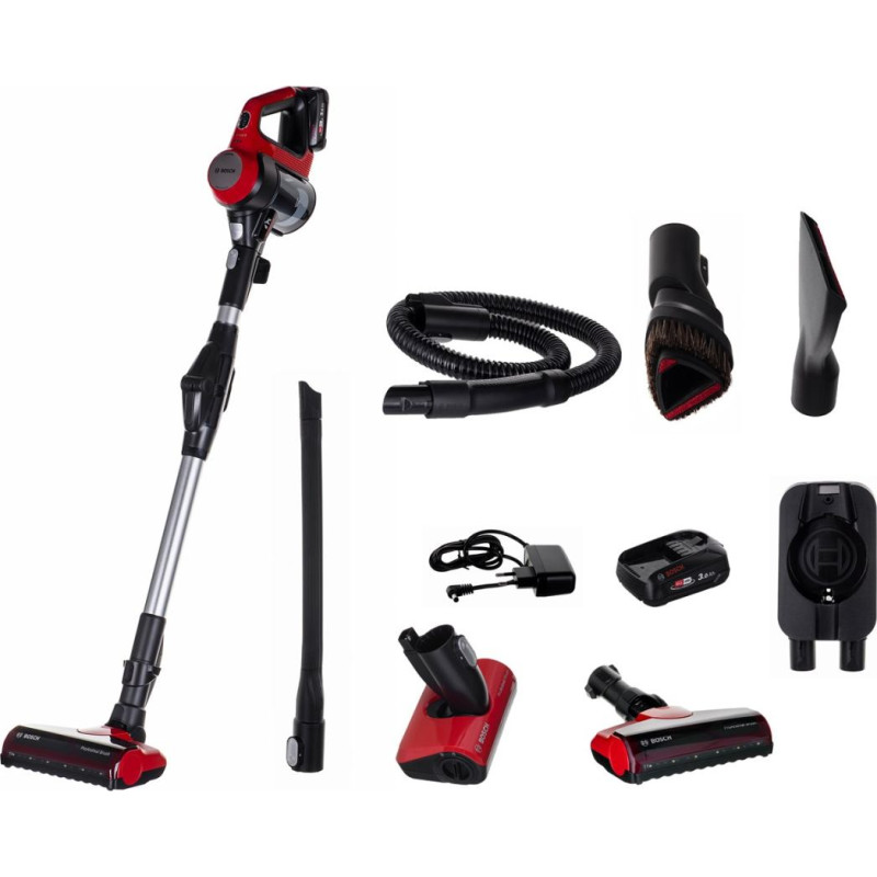 Bosch BBS711ANM stick vacuum/electric broom Bagless 0.3 L Black, Red, Stainless steel