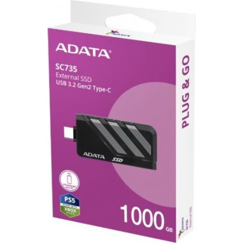 Adata SSD Disk External SC735 1TB U3.2C 1000/1000MB/s Grey