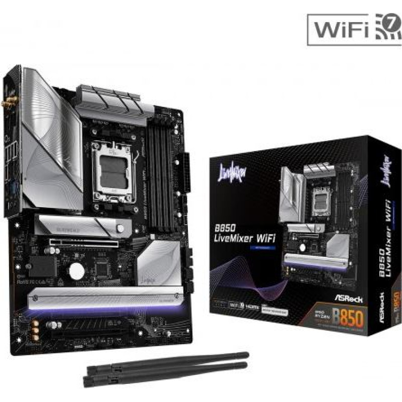 Asrock Motherboard B850 LIVEMIXER WIFI AM5 4DDR5 USB3.2 ATX