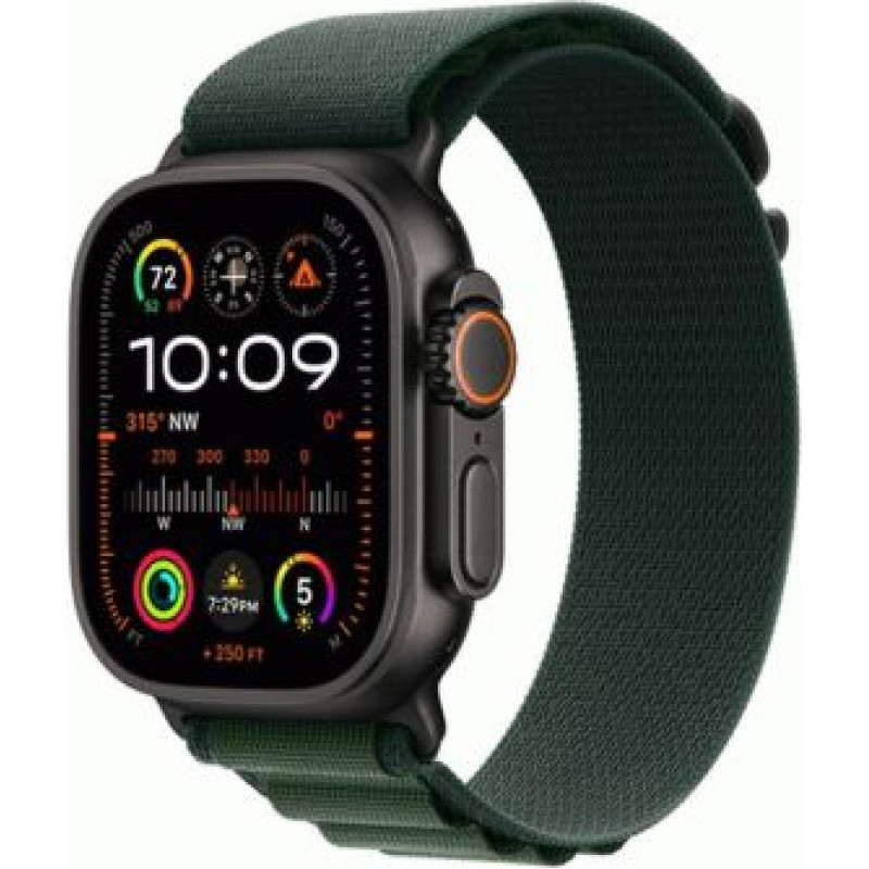 Apple смотреть ультра 2 gps + сотовый 49mm титан черный корпус с темно-зеленым альпийским петлей большой eu mx4t3