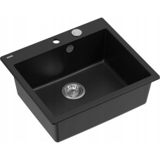 Graniteq Zlewozmywak GraniteQ MORGAN 110 zlewozmywak pure carbon z syfonem Push To Open stal szlachetna 1-komorowy b/o + zaczepy 4 szt