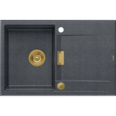 Owen Zlewozmywak Owen 111 GraniteQ zlewozmywak z syfonem Push 2 Open 1-komorowy z/o (760x500x215, kom. 330x430) black diamond złote elementy