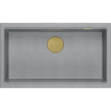 Graniteq Zlewozmywak GraniteQ LOGAN 110 GraniteQ zlewozmywak silver stone 76x44x23,5 cm 1-komorowy wpuszczany z syfonem manualnym złoty