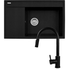 Pyramis Set - Sink PYRAMIS CAMEA (79x50) 1B 1D R + Faucet IDEA Black Edition - 070168502BE - Volcano