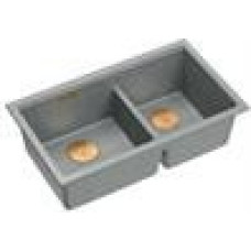 Graniteq QUADRON | LOGAN 120 | granitowy zlewozmywak kuchenny SILVER STONE + MIEDŹ PVD | wymiar: 76 x 45 x 23,5 cm | 2-komorowy wpuszczany | podbudowa szafki od: 80 cm