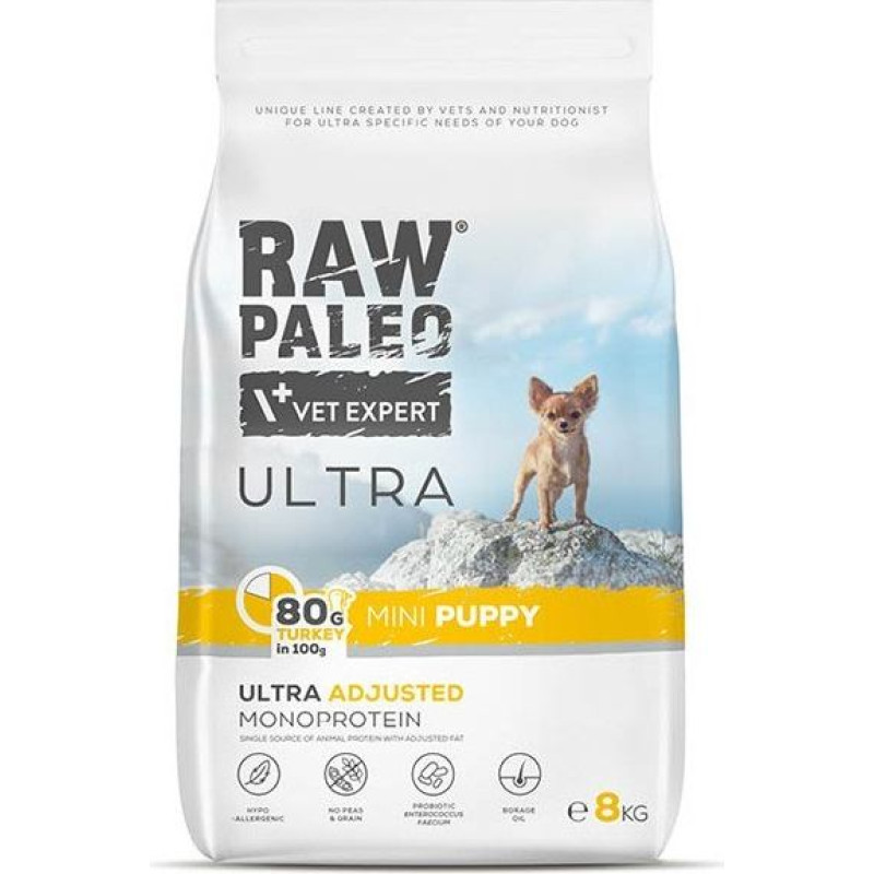 Vetexpert Raw Paleo Ultra Mini Puppy Turkey - dry food for puppies - 8 kg
