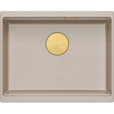 Graniteq Zlewozmywak GraniteQ LOGAN 100 zlewozmywak pearl beige 56x45x21,5 cm 1-komorowy podwieszany z syfonem manualnym złoty