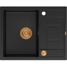 Graniteq Zlewozmywak GraniteQ MORGAN 116 GraniteQ zlewozmywak pure carbon z syfonem Push To Open kol. miedziany 1-komorowy z/o + zaczepy 4 szt