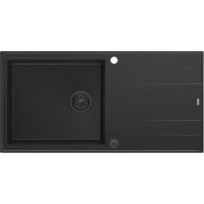 Graniteq Zlewozmywak GraniteQ EVAN 146 XL GraniteQ zlewozmywak z syfonem Push 2 Open 1-komorowy z/o (1000x500x210, kom. 420x480) pure carbon / elementy pure carbon