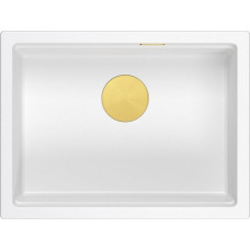 Graniteq Zlewozmywak GraniteQ LOGAN 100 GraniteQ zlewozmywak snow white 59,5x45,1x21,5 cm 1-komorowy podwieszany z syfonem manualnym złoty