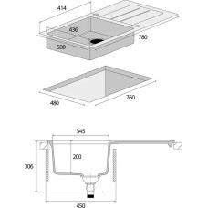 Concept Solution Zlewozmywak Concept DG10C45dg  kuchenny granitowy z ociekaczem CIEMNO SZARY