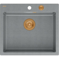 Graniteq Zlewozmywak GraniteQ MORGAN 110 GraniteQ zlewozmywak silver stone z syfonem Push To Open kol. miedziany 1-komorowy b/o + zaczepy 4 szt
