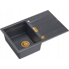 Owen Zlewozmywak Owen OWEN 111 GraniteQ zlewozmywak z syfonem Push 2 Open 1-komorowy z/o (760x500x215, kom. 330x430) black diamond / elementy miedziane