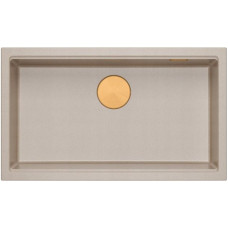 Graniteq Zlewozmywak GraniteQ LOGAN 110 zlewozmywak pearl beige 76x45x23,5 cm 1-komorowy podwieszany z syfonem manualnym miedziany