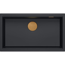 Graniteq Zlewozmywak GraniteQ LOGAN 110 GraniteQ zlewozmywak pure carbon 76x44x23,5 cm 1-komorowy wpuszczany z syfonem manualnym miedziany