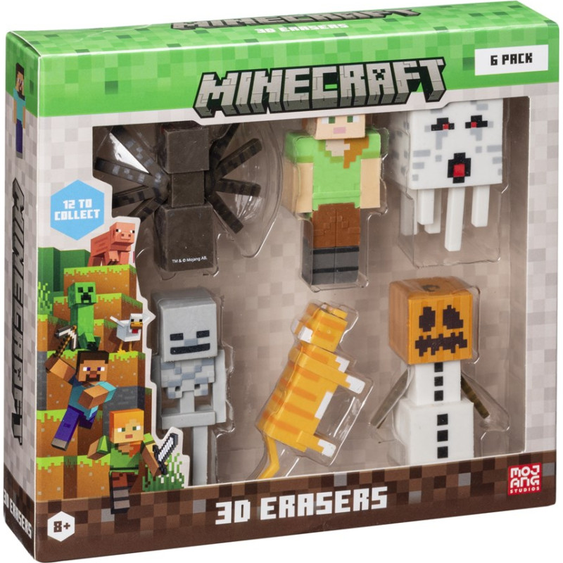 P.m.i. Kids World MINECRAFT 3D ERASERS - 6 PACK DELUXE BOX VER.B