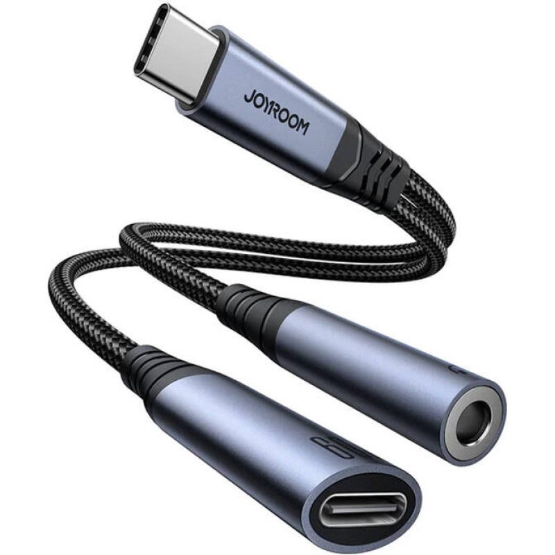 Joyroom 2-in-1 Audio adapter Joyroom SY-C02 Type-C to 3.5mm + Type-C (black)