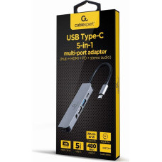 Gembird A-CM-COMBO5-02 laptop dock/port replicator Wired USB 3.2 Gen 1 (3.1 Gen 1) Type-C Silver
