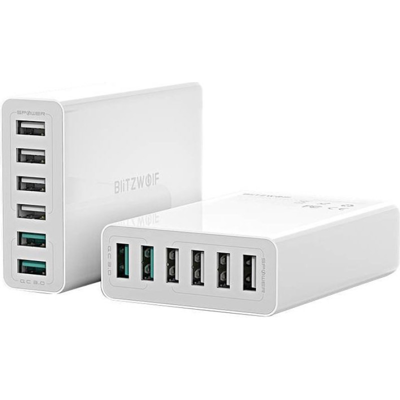 Blitzwolf Charger 6x USB  Blitzwolf BW-S15, QC 3.0, 60 W (white)