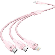 Vention USB 2.0 A to 3in1 3A cable Vention CTPPG 1.5M (pink)