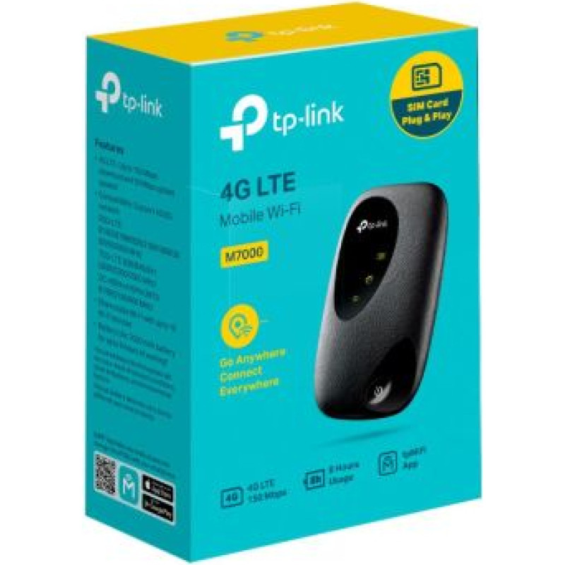 Tp-Link Mobile Wi-Fi M7000 4G, 300Mbps, 802.11n, Black EU