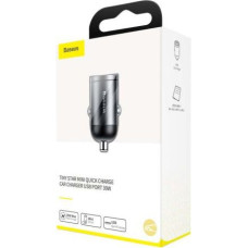 Baseus Car Charger Tiny Star Mini Quick Charge, U+Um 12/24V, 30W Gray (VCHX-A0G)
