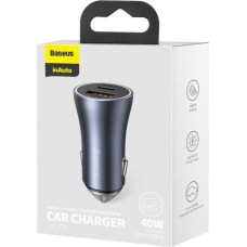 Baseus Car Charger Golden Contactor Pro Dual Quick Charger U+C Power Delivery 3.0 Quick Charge 4, SCP FCP AFC 40W Dark Gray (CCJD-0G)