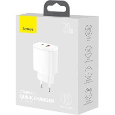 Baseus Travel Charger Compact Quick Charger U+C 20W EU White (CCXJ-B02)