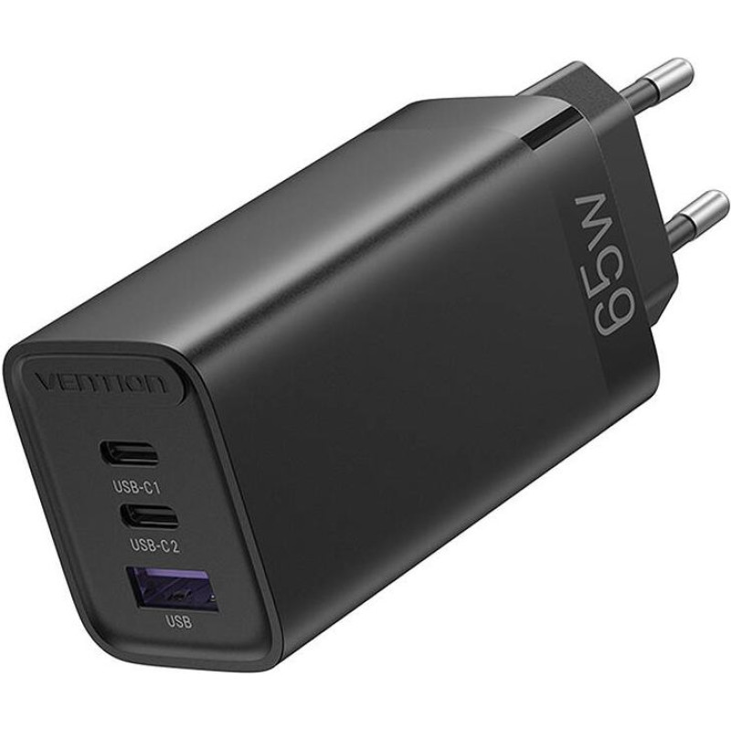 Vention FEDB0-EU 2xUSB-C 1xUSB-A 65W/30W/30W GaN network charger (black)