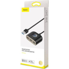 Baseus HUB Square round 4in1 USB Adapter USB3.0*1 + USB2.0*3 1m Black (CAHUB-AY01)