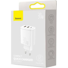 Baseus Travel Charger Compact Quick Charger U+U+C PD3.0, QC 3.0 30W EU White (CCXJ-E02)